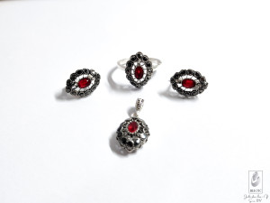 Set srebro 925 srebreni srebrni zenski prsten privjesak nausnice