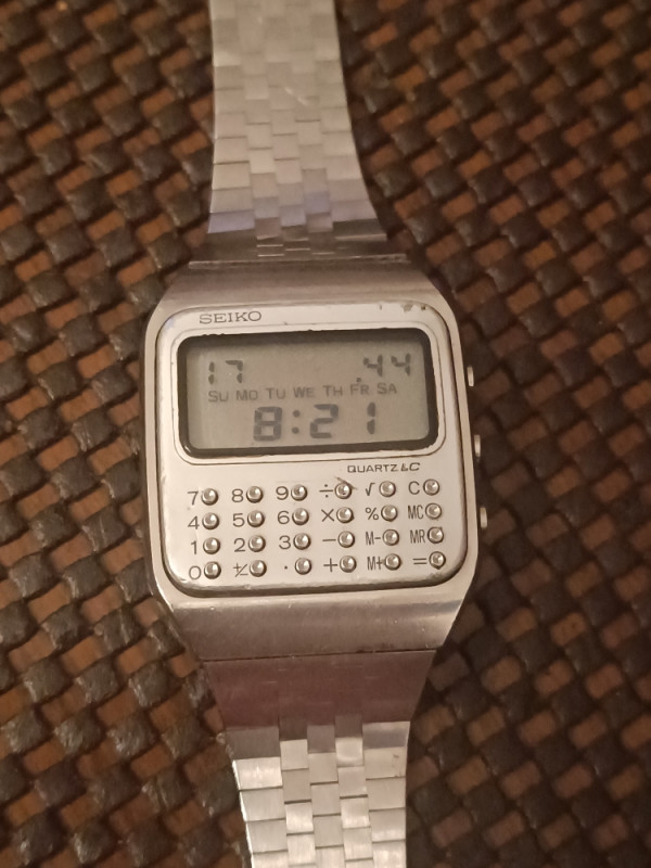 Vintage Seiko C153-5007 LCD digital kalkulator sat 70\S