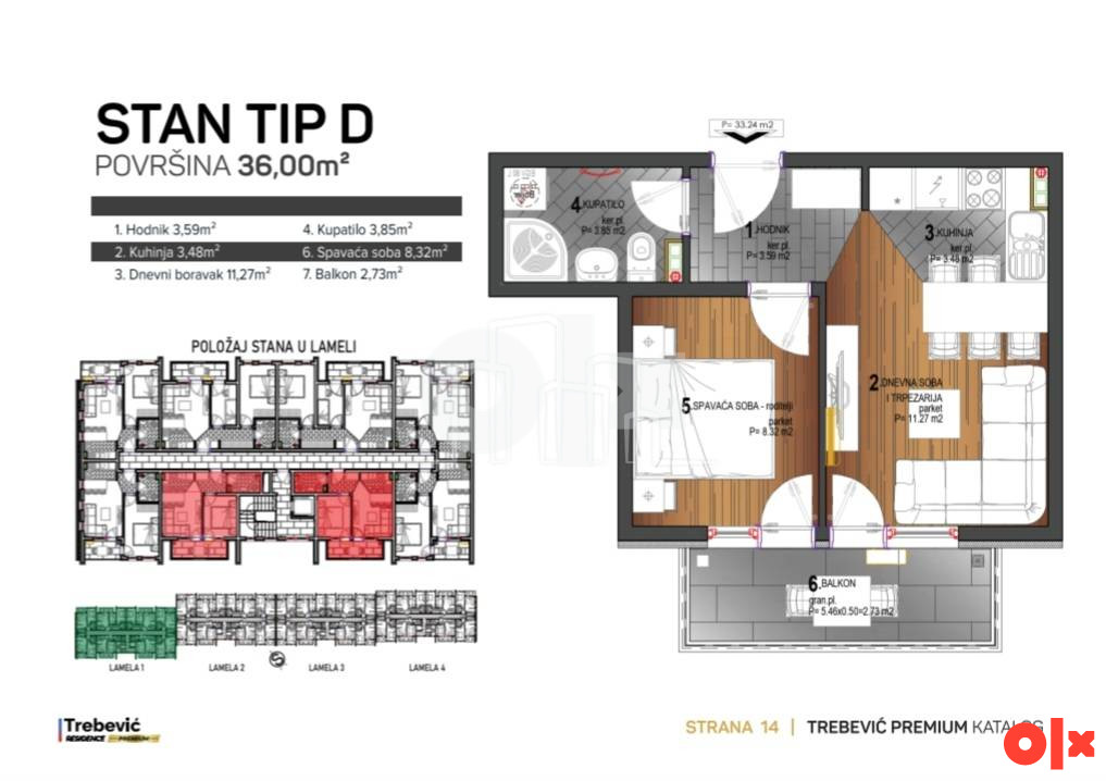 Dvosoban apartman 36m2 na prvom spratu Trebević 21
