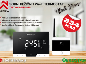 SASWELL BEŽIČNI SOBNI TERMOSTAT PIANO BLACK WIFI