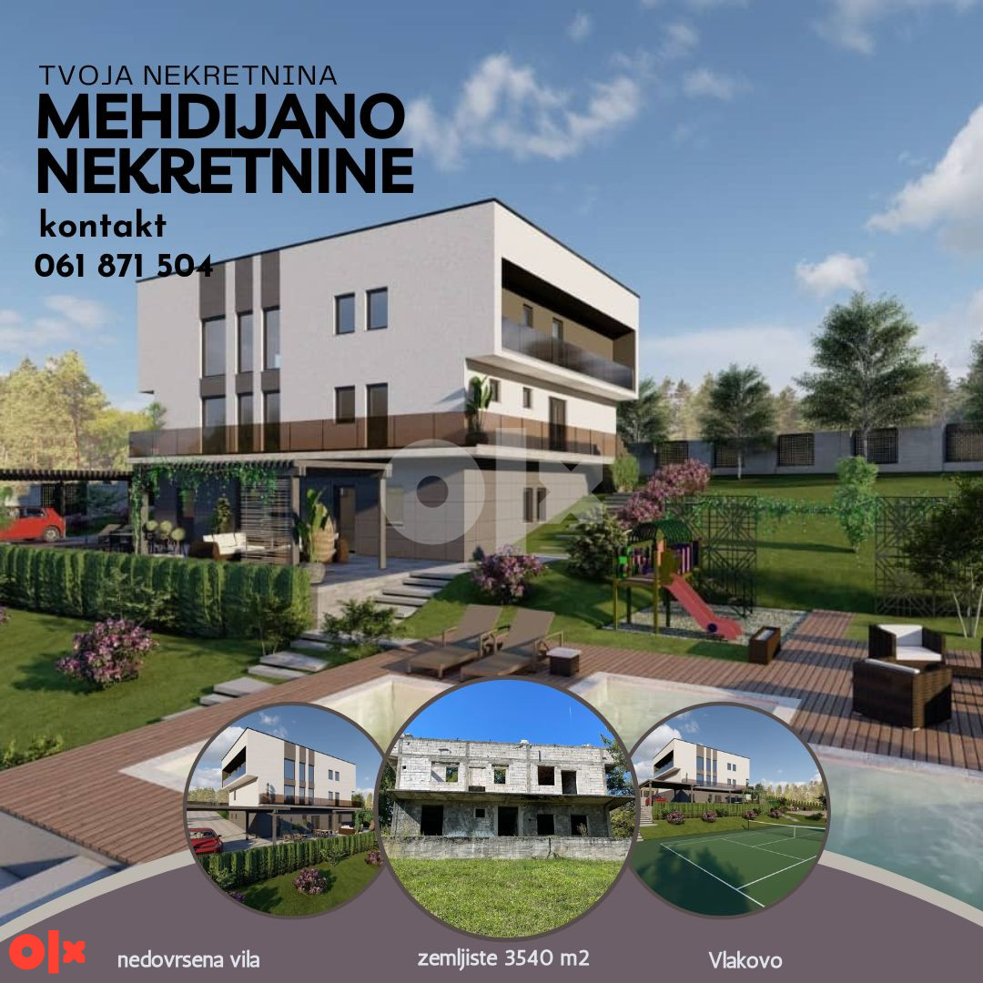 Nedovrsena vila Ilidža-Vlakovo 691m2+3429m2