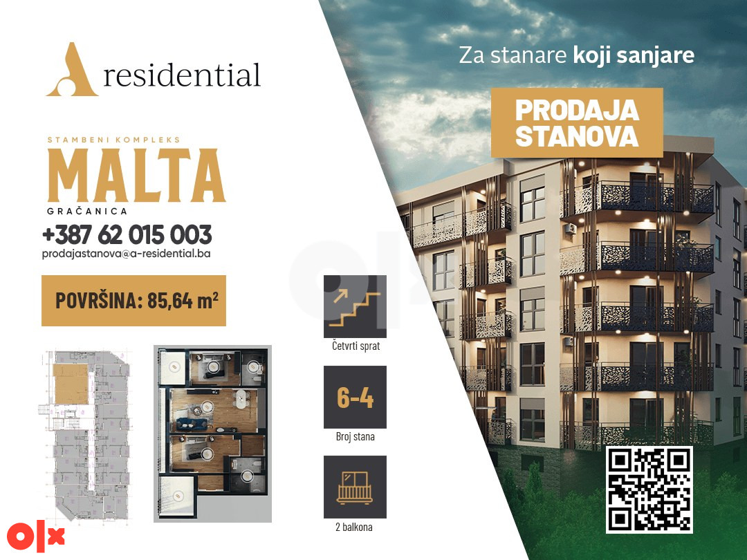Stan Gračanica 85,64m2 TROSOBAN
