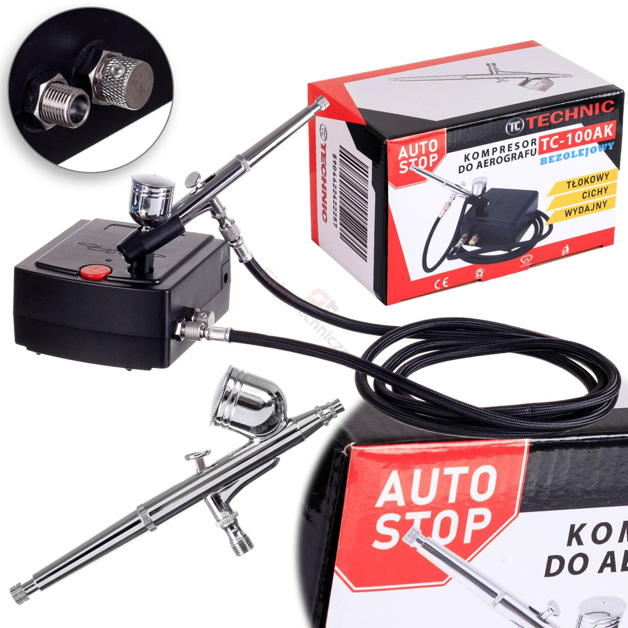Set Kompresor Airbrush i Crijevo TC-100AK Start Stop - Image 4