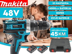 Aku Bušilica MAKITA 48V/4.0Ah (Udarna-Čekić) sa Alatom