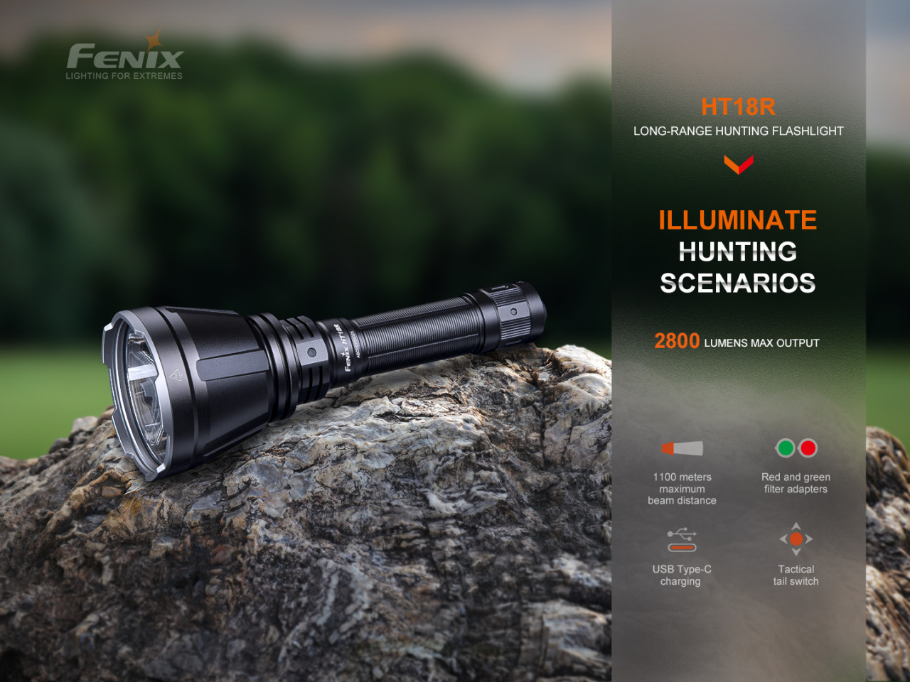 Baterijska lampa Fenix HT18R lovačka baterija