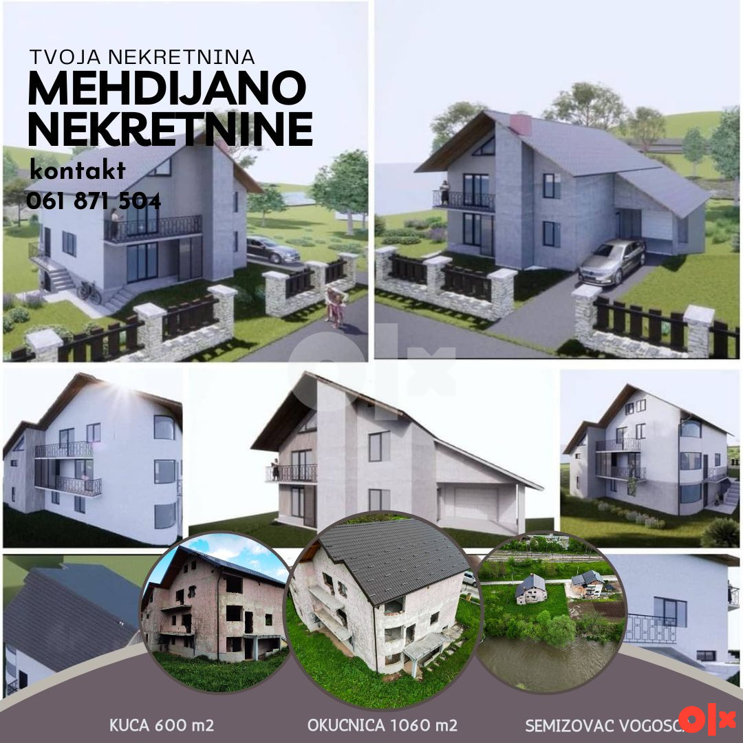 Kuća uz RIJEKU 600 m2 + 1060 m2 Vogosca
