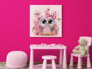 Canvas slika - Ilustracija slatke sove sa cvijećem
