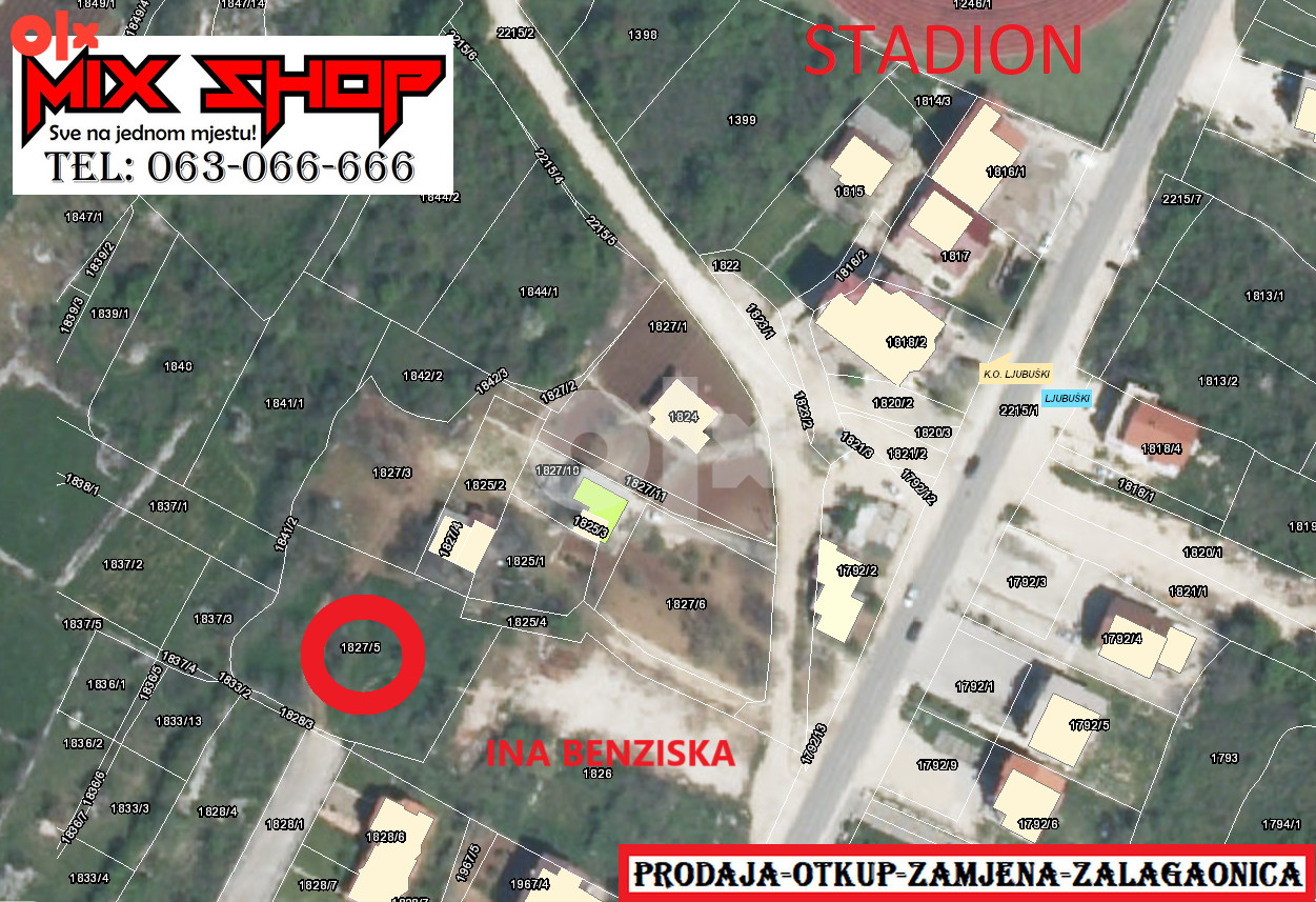 Zemljište za zgradu u Ljubuškom 1620m2 CENTAR 500km m2 Plac 2