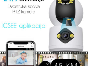 KAMERA PTZ ICSEE UNUTARNJA BABY KAMERA SA 2 KAMERE