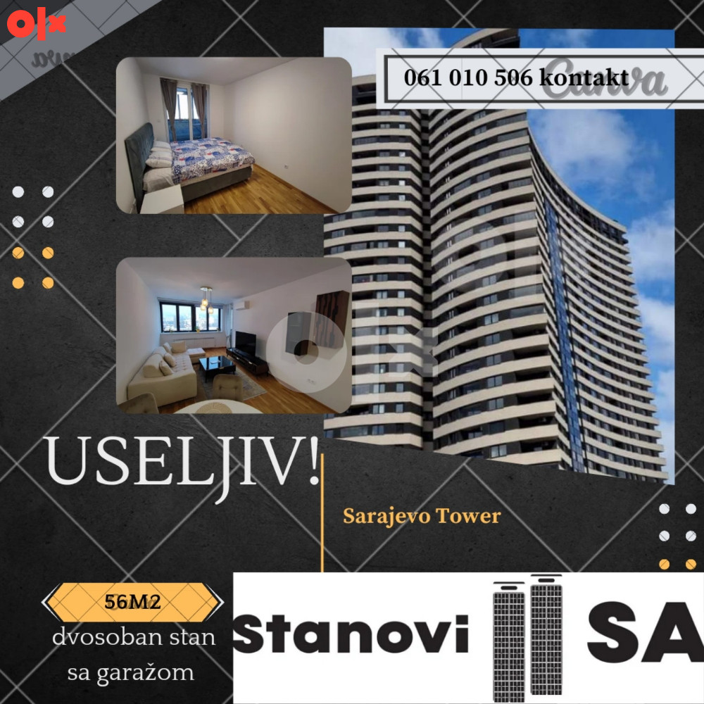 Sarajevo Tower dvosoban namješten stan 56m2 2