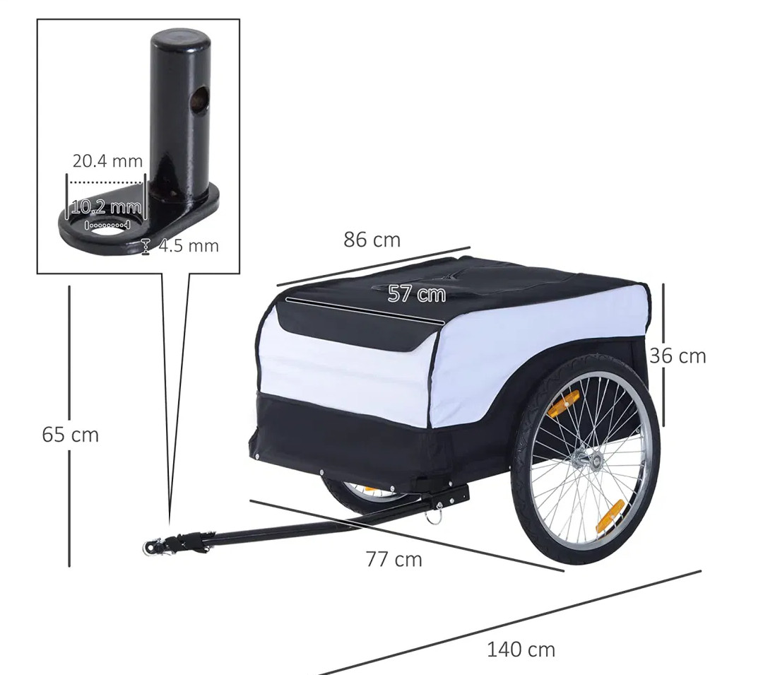 HOMCOM prikolica za biciklo, max teret 40kg