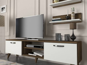 Komoda za TV Ayden orah-bijela