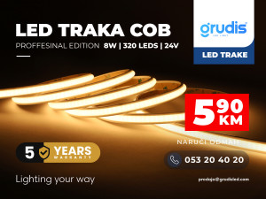 LED TRAKA COB 320 smd 8W, 3000K, 4000K, 6000K 24V, IP20