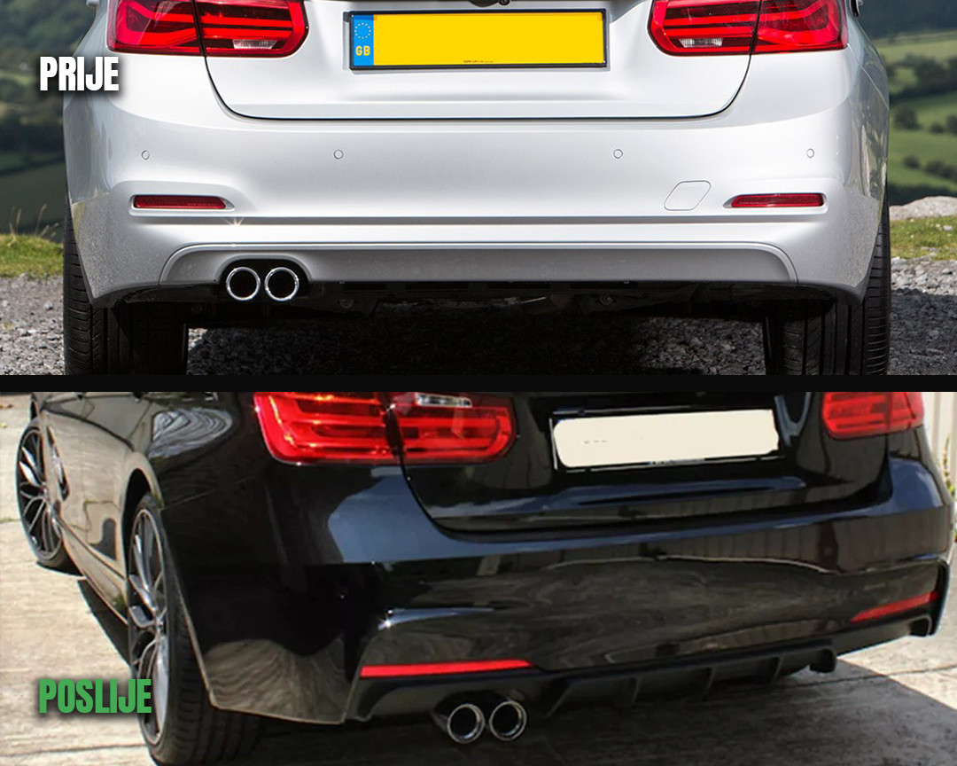 BMW 3 F30 12-18 M-optic Difuzor zadnjeg branika CRNI SJAJ