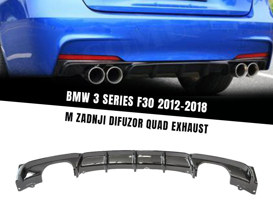 BMW 3 F30 12-18 M-optic Difuzor zadnjeg branika CRNI SJAJ