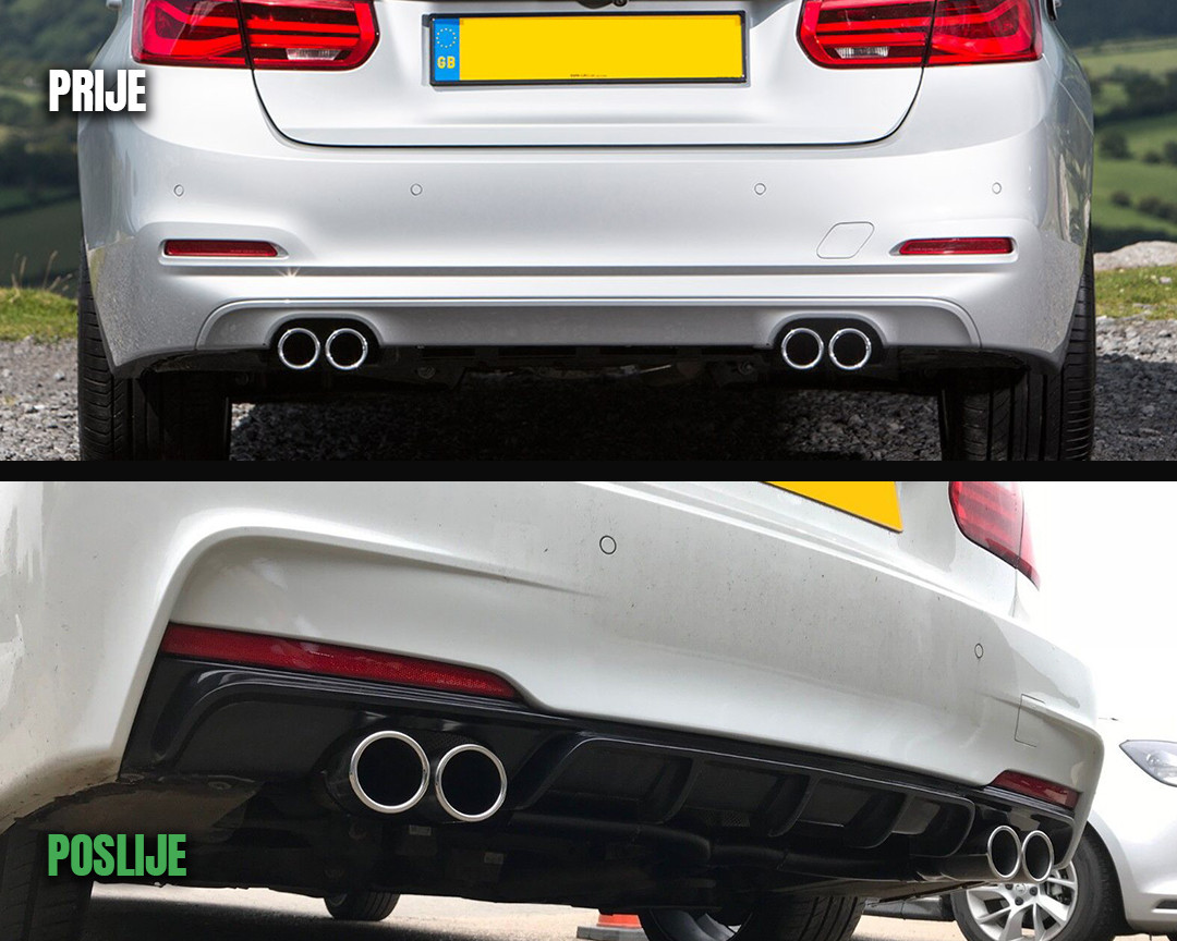 BMW 3 F30 12-18 M-optic Difuzor zadnjeg branika CRNI SJAJ
