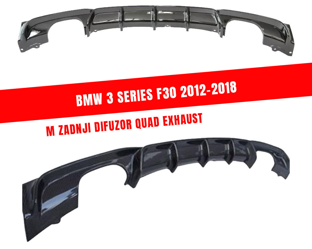BMW 3 F30 12-18 M-optic Difuzor zadnjeg branika CRNI SJAJ