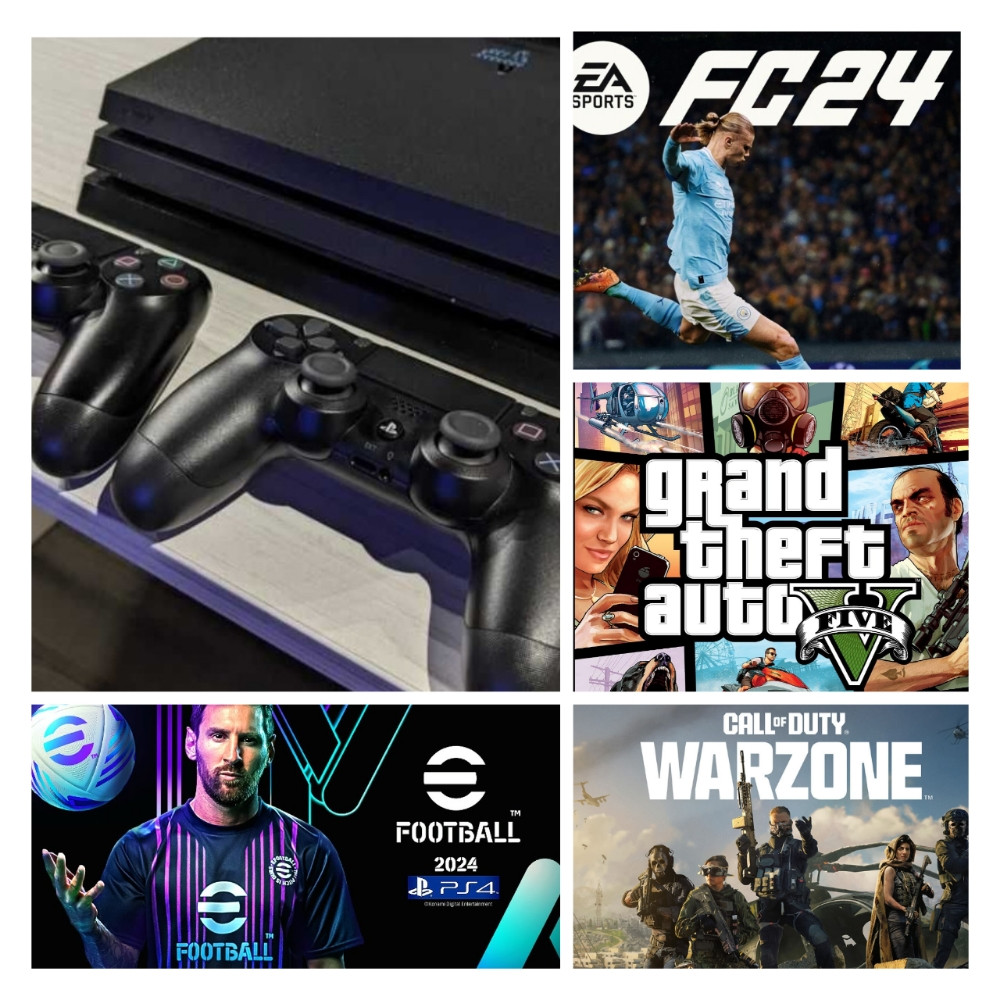 Playstation Pro 4K 1TB(PS4)FC 24/GTA V/18 IGARA/Play station - Main Image