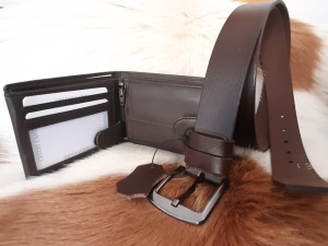 Poklon set prava koža kožni novčanik kožni kais