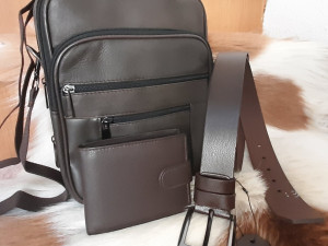 Poklon set kožna torba kožni kaiš kožni novcanik