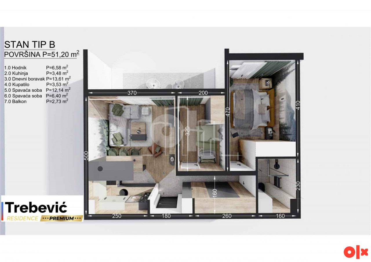 Apartman dvije spavaće Trebević PREMIUM stan Lamela 1 15