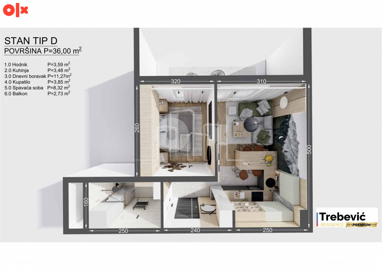 Trebević PREMIUM dvosoban apartman stan Lamela 1 11
