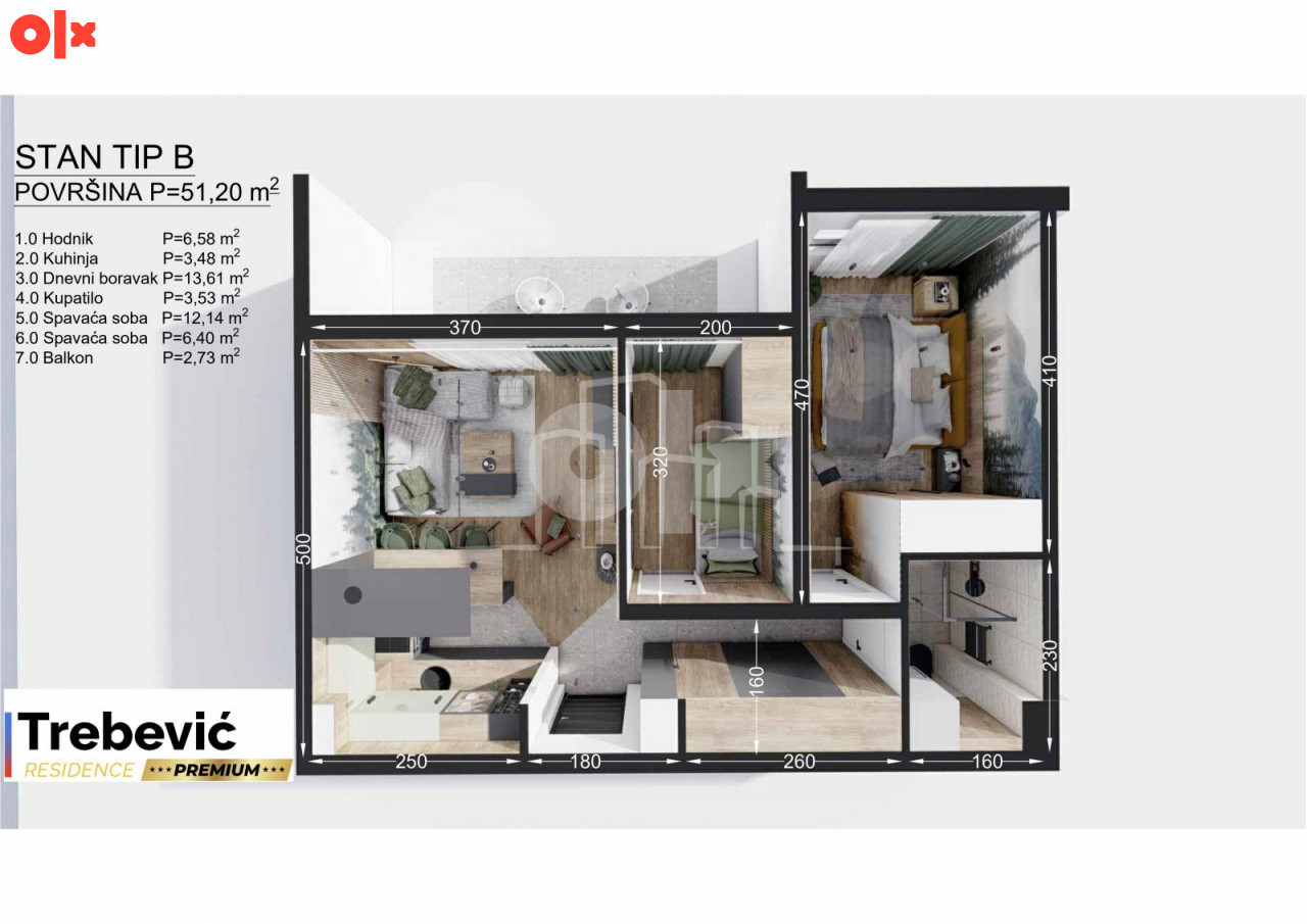 Apartman dvije spavaće Trebević PREMIUM stan Lamela 2 15