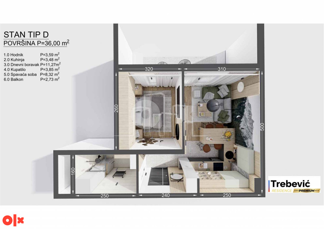 Trebević PREMIUM dvosoban apartman 36m2 stan Lamela 2 11
