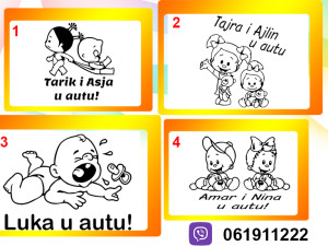 Naljepnica Naljepnice Stiker Beba u Autu za Djecu