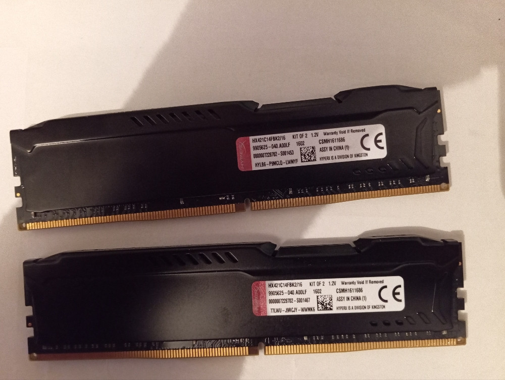 16 gb ddr4 ram 2x8 gb kingston hiper fury 2133 mhz