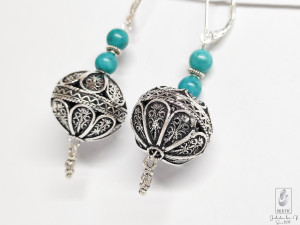 Nausnice tirkiz filigran srebro 925 srebrene zenske srebrne