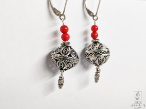 Nausnice srebro 925 srebrene zenske koral koralne srebrne