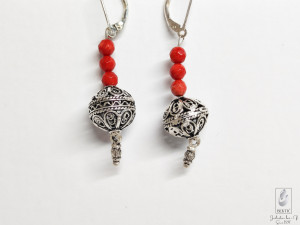 Nausnice srebro 925 srebrene zenske koral koralne srebrne