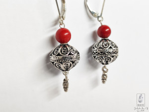 Nausnice srebro 925 srebrene zenske koral koralne srebrne