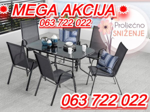 VRTNA GARNITURA, VELIKI STO 120x70+6 STOLICA, 063-722-022