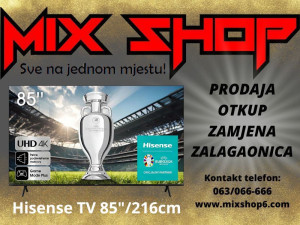 HISENSE 85"/216cm 4K UHD Smart 2024 TV NOVOO Garan. 5 god. 85A6K