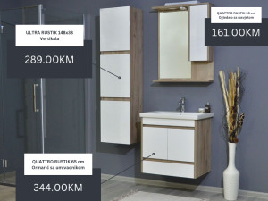 Kupatilski namještaj 65 cm QUATTRO - ormarić ogledalo vertikala