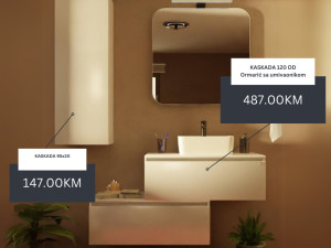 Kupatilski namještaj 100cm KASKADA - ormarić umivaonik vertikala