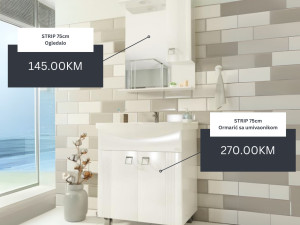 Kupatilski namještaj 75 cm STRIP - ormarić umivaonik ogledalo