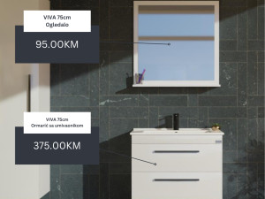 Kupatilski namještaj 75 cm VIVA - ormarić umivaonik ogledalo