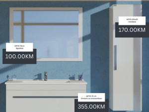 Kupatilski namještaj 75cm ARTIS - ormarić vertikala ogledalo