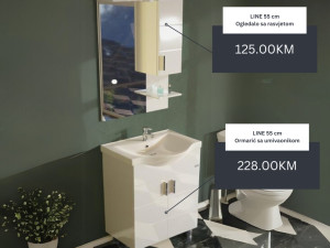 Kupatilski namještaj 55cm LINE - ormarić ogledalo umivaonik