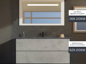 Kupatilski namještaj 100 cm GRAPHITE - ogledalo umivaonik ormarić