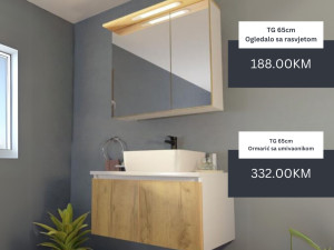 Kupatilski namještaj 65cm TG - ormarić - ogledalo - umivaonik
