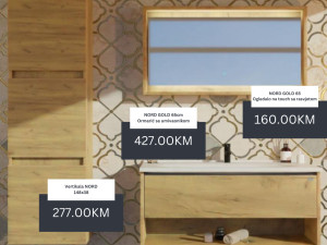 Kupatilski namještaj 65cm NORD - ormarić - ogledalo - umivaonik