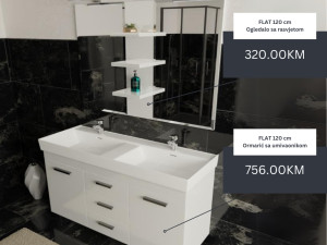 Kupatilsk namještaj 120cm FLAT - ormarić ogledalo umivaonik
