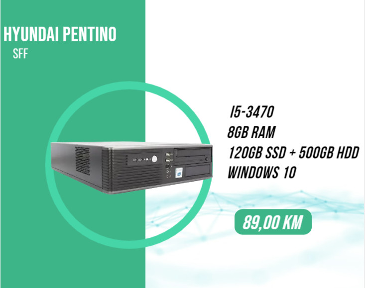 HYUNDAI PENTINO i5-3470; 8GB RAM; 120GB SSD 500GB HDD Desktop
