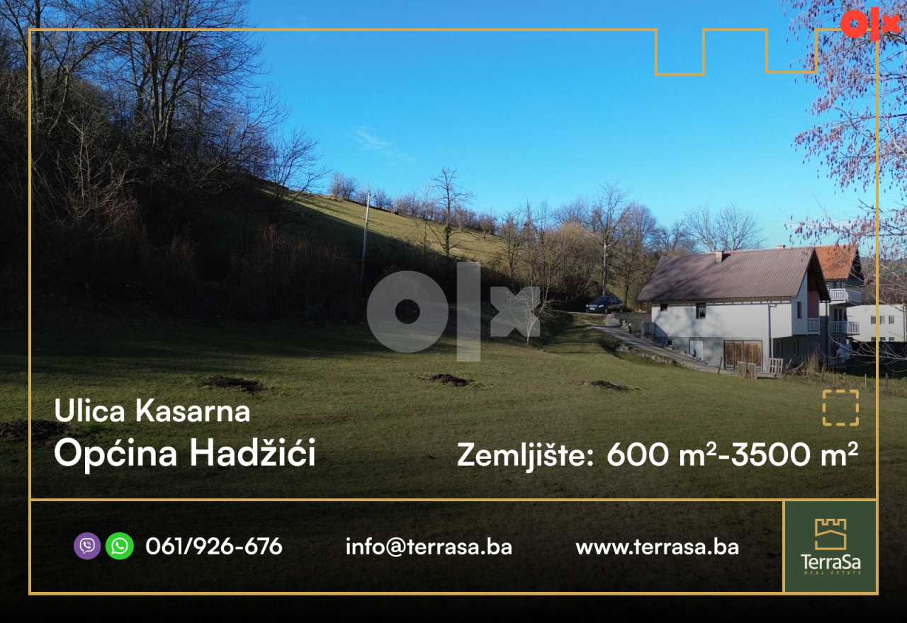 Građevinsko zemljište/ 600 m2 - 3500  m2/ Hadžići