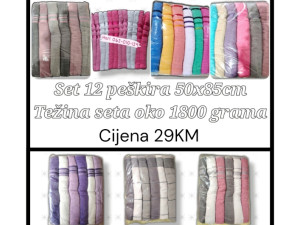 Peskiri set 12 peškira 40x80 rucnici 100% pamucni