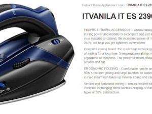 Mini putna parna pegla, iTvanila ES-2396, Steam Iron 1000W